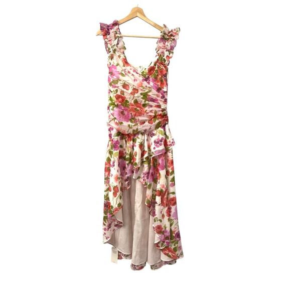 Abercrombie and Fitch Ruffle Floral High Low Maxi Dress XL - Picture 2 of 15